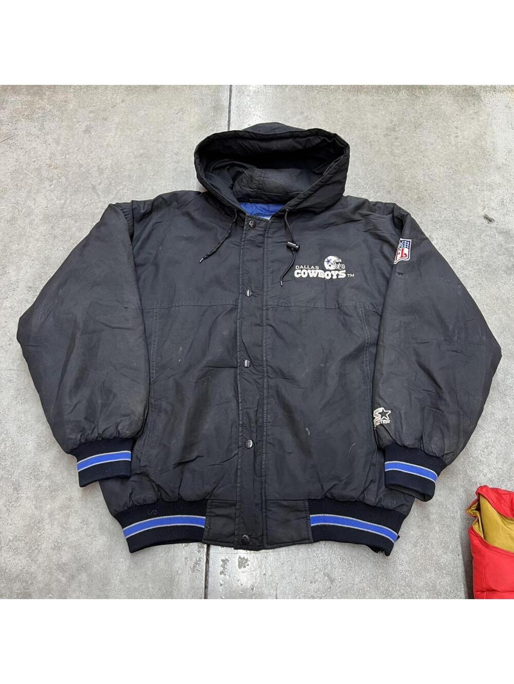 vintage dallas cowboys starter zip up puffer jacket size medium